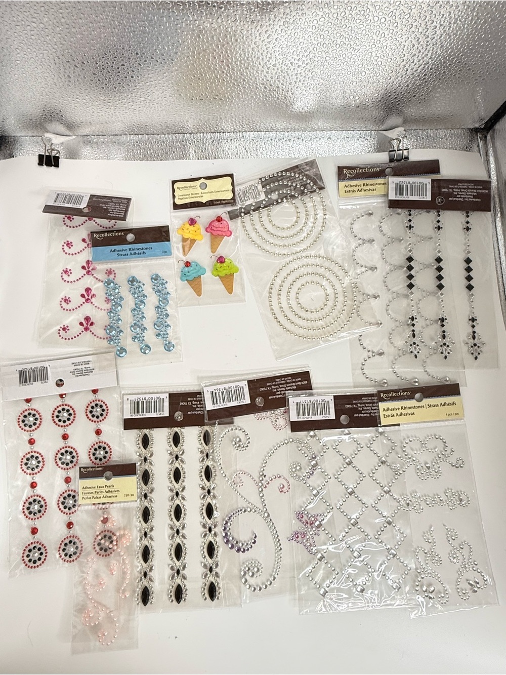 Recollections Adhesive Rhinestones Bling Stickers Scrapbooking Destash cards